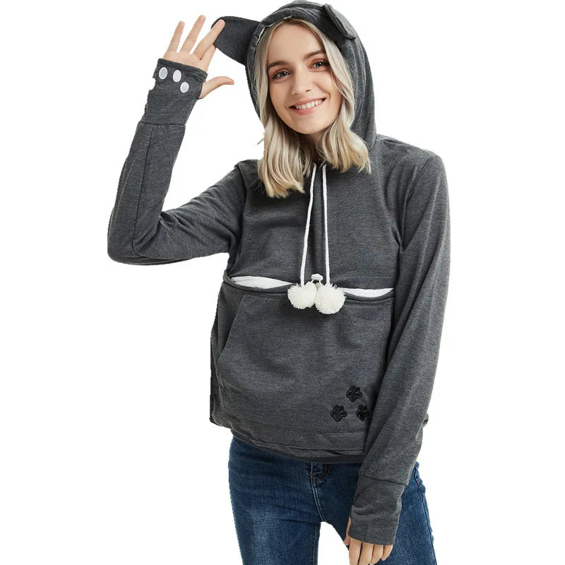 Sweat capuche porte chat nomade