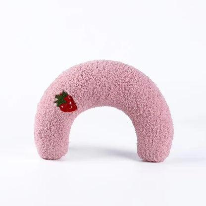 Oreiller croissant en peluche Pink