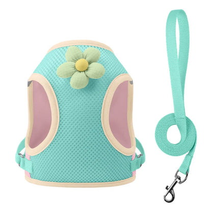 Harnais et laisse pastel pour chat FLOWER